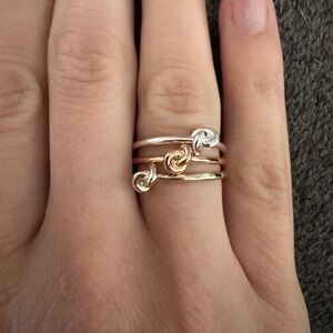 Kendra Scott Gold, Silver & Rose Gold Love Knot Ring Trio - Size 6